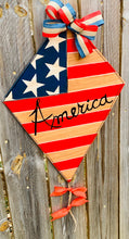 Load image into Gallery viewer, American flag kite, kite door hanger, American flag door hanger, USA decor, flag decor