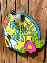 Load image into Gallery viewer, Bee our guest door hanger • door decoration • porch sign