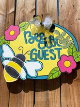 Load image into Gallery viewer, Bee our guest door hanger • door decoration • porch sign