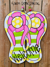 Load image into Gallery viewer, Flip flop door hanger, Spring door hanger, door hanger, sign, summer decor