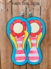 Load image into Gallery viewer, Flip flop door hanger, Spring door hanger, door hanger, sign, summer decor
