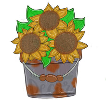 Load image into Gallery viewer, TEMPLATE- Sunflower pail, Instant Download, spring, summer, door hanger, door hanger template