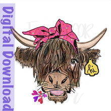 Load image into Gallery viewer, Sublimation-Highland cow, digital download for sublimation, svg file for sublimation, Valentine's Highland Cow, shaggy cow download