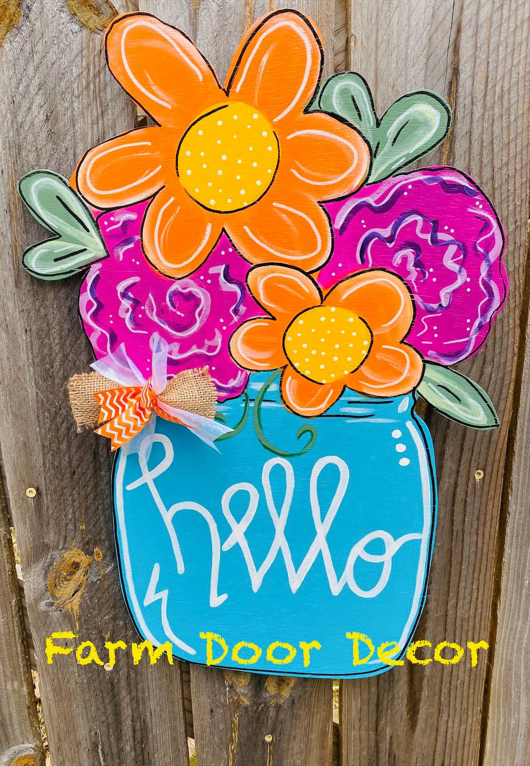 Mason jar, mason jar door hanger, flower door hanger, flower boutique, gift for mom
