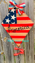 Load image into Gallery viewer, American flag kite, kite door hanger, American flag door hanger, USA decor, flag decor
