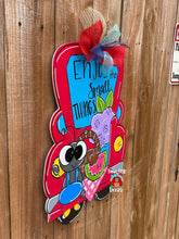 Load image into Gallery viewer, Truck sign, summer door hanger, red truck decor
