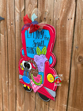 Load image into Gallery viewer, Truck sign, summer door hanger, red truck decor
