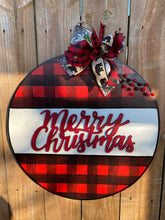 Load image into Gallery viewer, Christmas door hanger, 3D sign, buffalo plaid sign, holiday sign,
