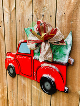 Load image into Gallery viewer, Christmas door hanger, door hanger, red truck, Christmas gift, holiday sign, holiday decor
