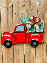 Load image into Gallery viewer, Christmas door hanger, door hanger, red truck, Christmas gift, holiday sign, holiday decor
