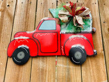 Load image into Gallery viewer, Christmas door hanger, door hanger, red truck, Christmas gift, holiday sign, holiday decor
