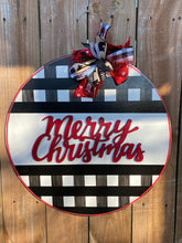 Load image into Gallery viewer, Christmas door hanger, 3D sign, buffalo plaid sign, holiday sign,
