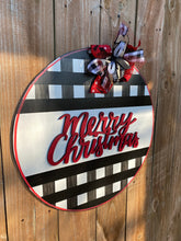 Load image into Gallery viewer, Christmas door hanger, 3D sign, buffalo plaid sign, holiday sign,
