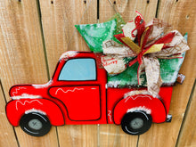 Load image into Gallery viewer, Christmas door hanger, door hanger, red truck, Christmas gift, holiday sign, holiday decor
