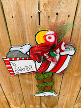 Load image into Gallery viewer, Christmas door hanger, door hanger, Santa mailbox , Christmas gift, holiday sign, holiday door hanger
