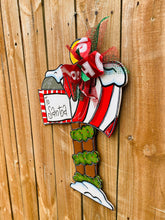 Load image into Gallery viewer, Christmas door hanger, door hanger, Santa mailbox , Christmas gift, holiday sign, holiday door hanger
