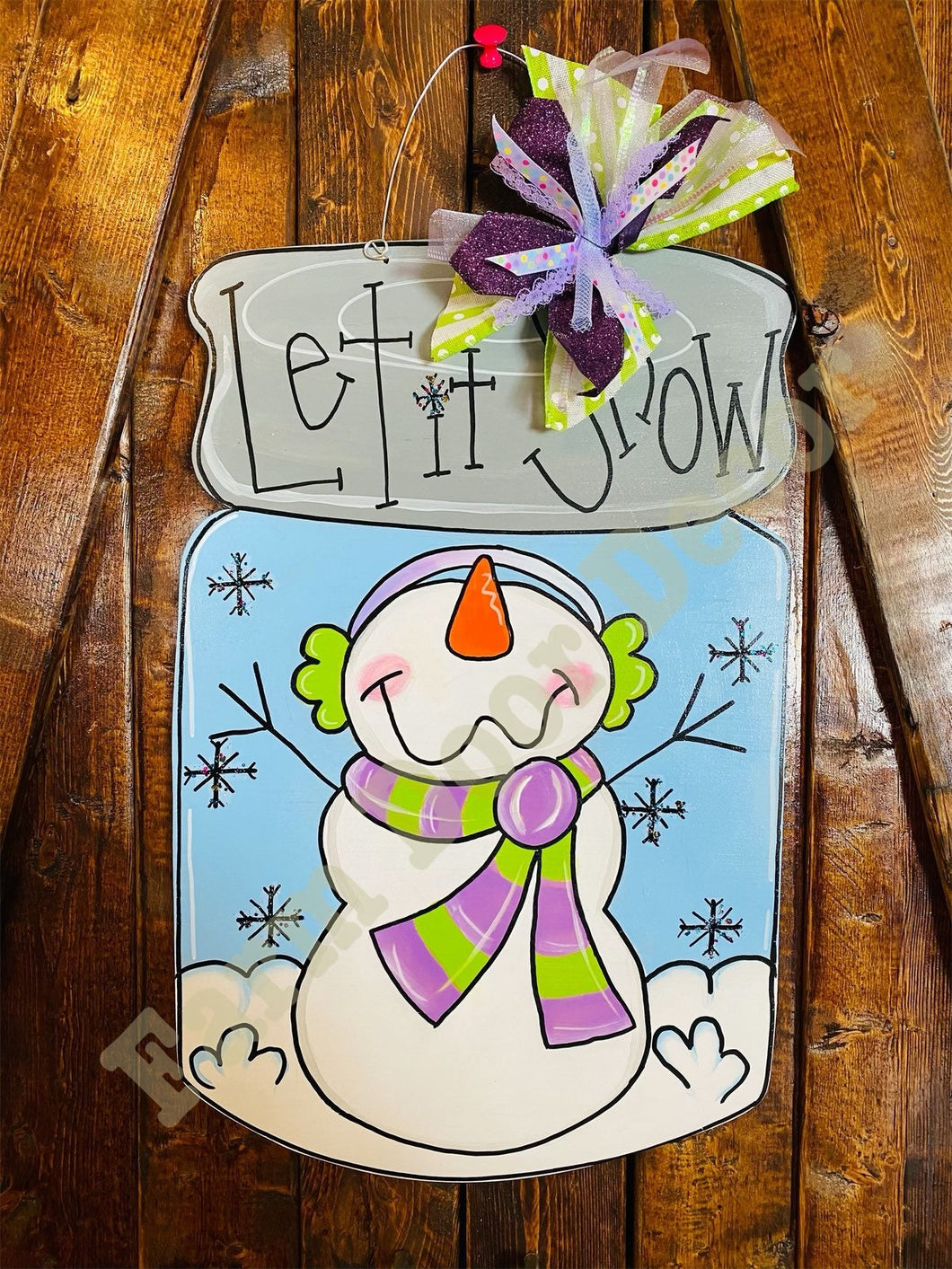Winter door hanger, snowman door hanger, let it snow door hanger, gift for mom