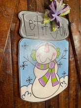 Load image into Gallery viewer, Winter door hanger, snowman door hanger, let it snow door hanger, gift for mom
