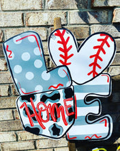 Load image into Gallery viewer, Sports door hanger, baseball sign, softball sign, baseball door hanger, softball door hanger
