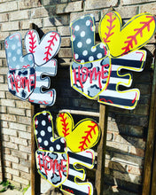 Load image into Gallery viewer, Sports door hanger, baseball sign, softball sign, baseball door hanger, softball door hanger
