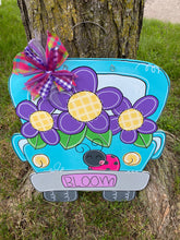 Load image into Gallery viewer, Truck sign, summer door hanger, blue truck decor, summer truck, flower truck
