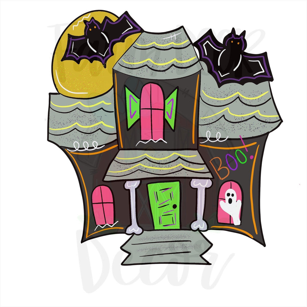 Template- haunted House, Haunted house template, Halloween door hanger template, digital download