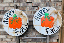 Load image into Gallery viewer, Fall door hanger, fall season, farmhouse sign, farmhouse decor, pumpkin decor, fall sign, rustic sign, rustic decor
