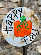 Load image into Gallery viewer, Fall door hanger, fall season, farmhouse sign, farmhouse decor, pumpkin decor, fall sign, rustic sign, rustic decor
