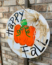 Load image into Gallery viewer, Fall door hanger, fall season, farmhouse sign, farmhouse decor, pumpkin decor, fall sign, rustic sign, rustic decor
