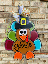 Load image into Gallery viewer, Thanksgiving turkey, thanksgiving door hanger, Turkey door hanger, holiday door hanger
