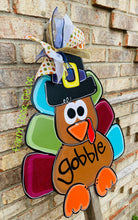 Load image into Gallery viewer, Thanksgiving turkey, thanksgiving door hanger, Turkey door hanger, holiday door hanger
