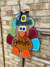 Load image into Gallery viewer, Thanksgiving turkey, thanksgiving door hanger, Turkey door hanger, holiday door hanger
